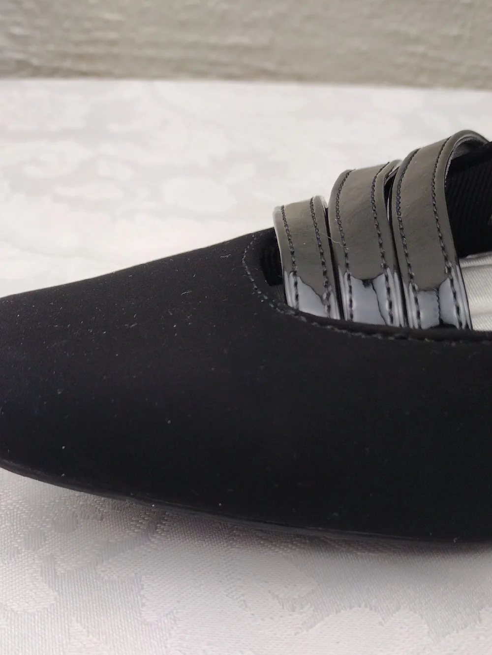 Easy Street Black Quality Man Made Materials Square Toe Block Heel Slip On Pumps